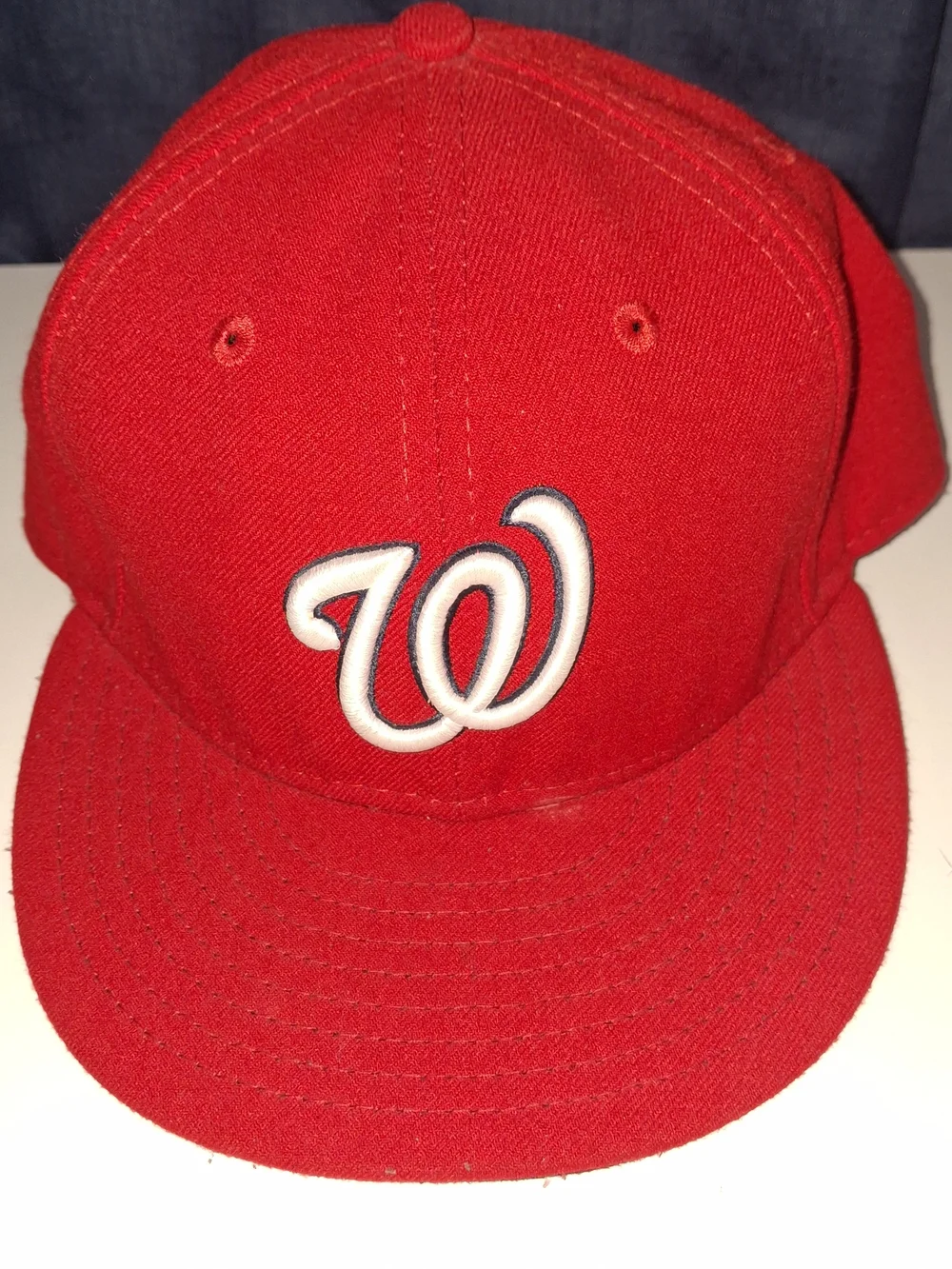 New Era Red Washington Nationals Script W Cap Fitted 7 3/8